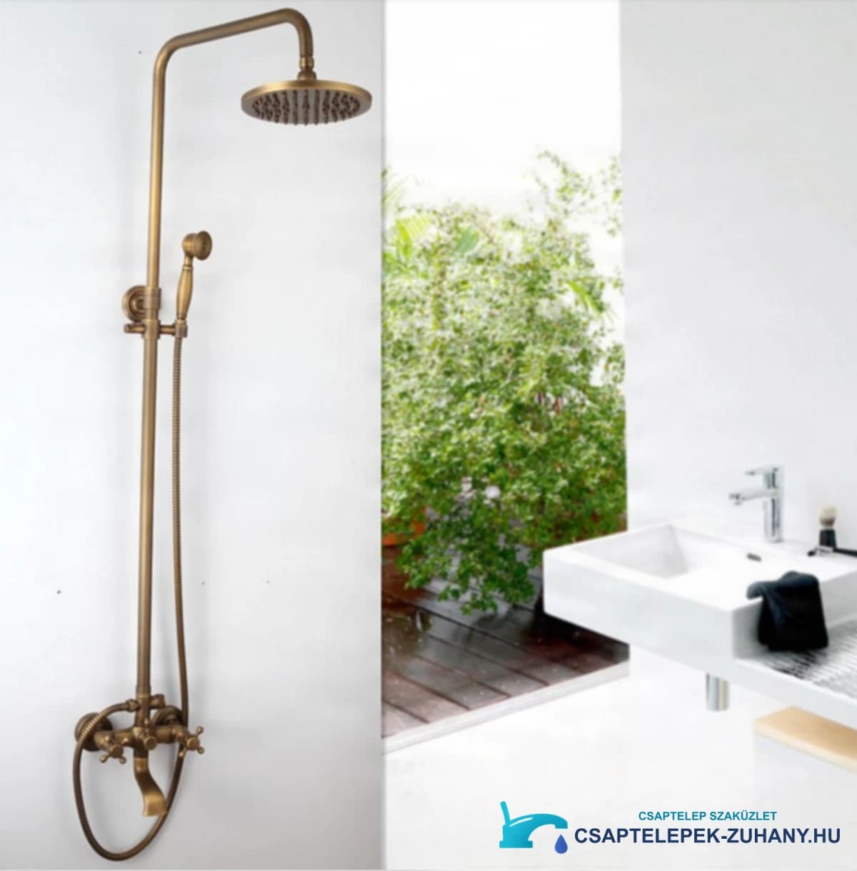 NSB76437 vintage stílusú zuhanyrendszer szálcsiszolt antik bronz kivitelben
