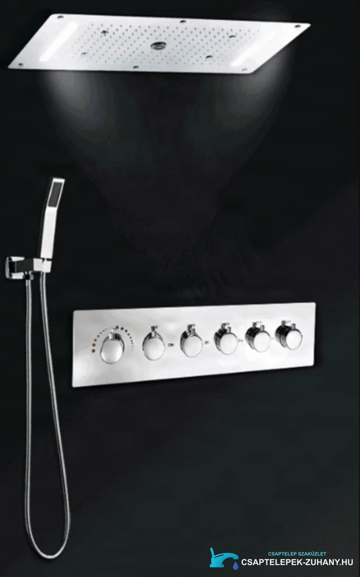 Falba süllyesztett zuhanyrendszer ELITE EDITION BCS1557 LED-világítással, fekete és matt fekete felülettel — 28. nézet