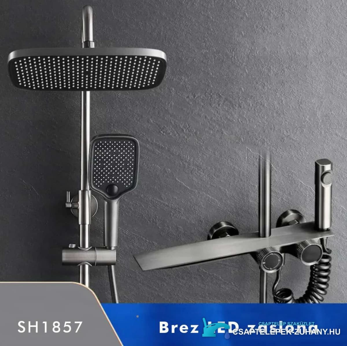 Luxus SH1857 falon kívüli zuhanyrendszer szálcsiszolt gunmetal kivitelben