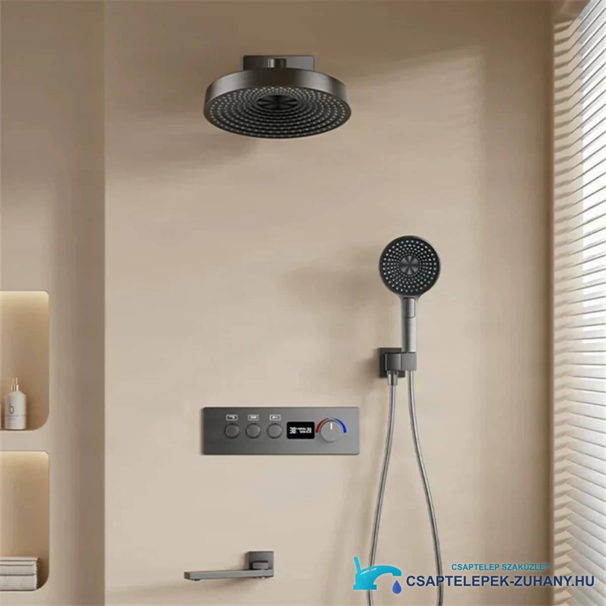 ELITE EDITION BCS1698 termosztátos zuhanyrendszer szálcsiszolt fegyverszürke kivitelben