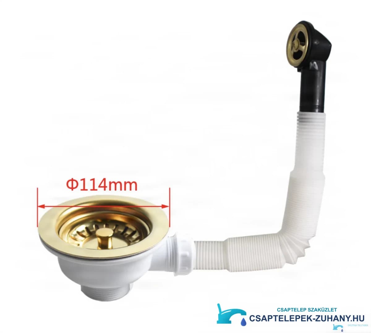 Arany EYN GBP1504 mosogatólefolyó túlfolyócsatlakozással és 114 mm-es átmérővel