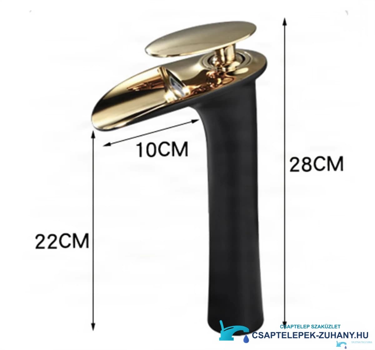 BSH1235 mosdócsaptelep méretei: 28 cm magas, 22 cm kifolyómagasság, 10 cm kinyúlás