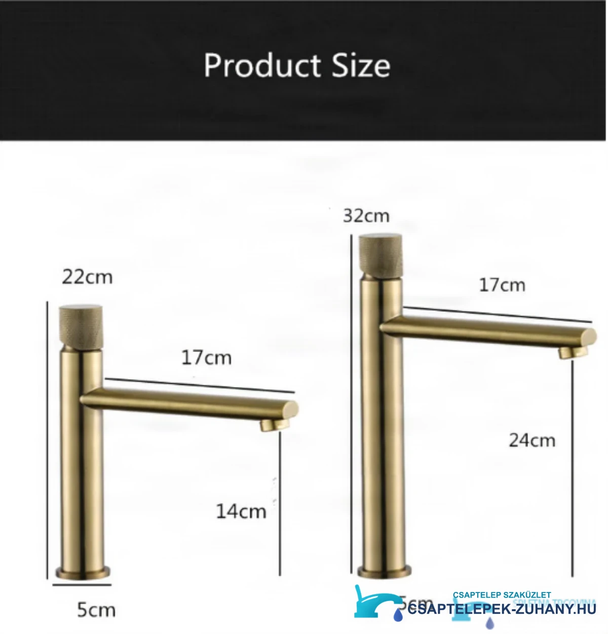 A luxus BGB1450 mosdócsaptelep műszaki méretrajza (22/32 cm magas, 17 cm-es kifolyó)