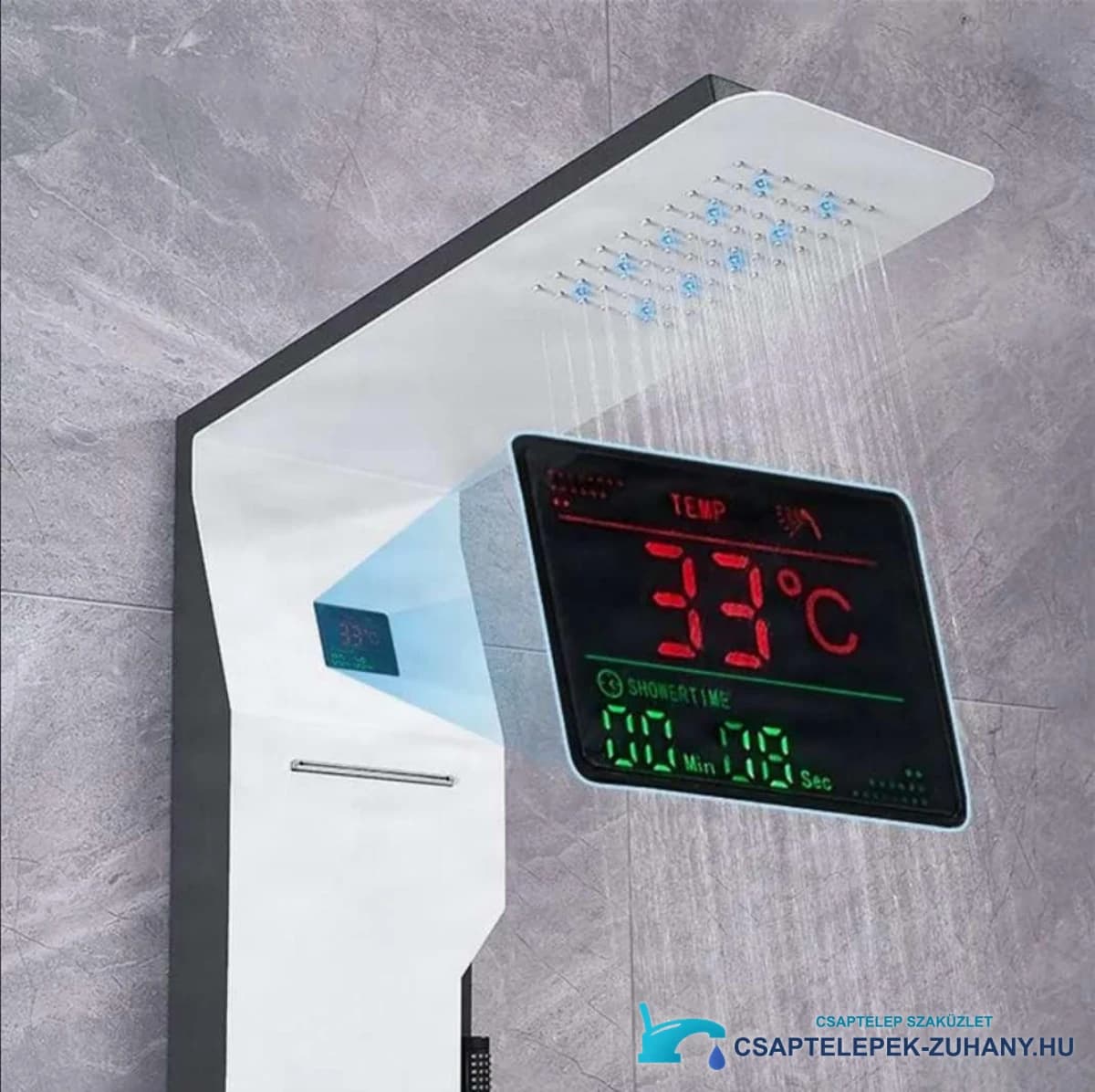 Az ELITE EDITION DELUX BSP1412 zuhanypanel digitális kijelzője részletesen