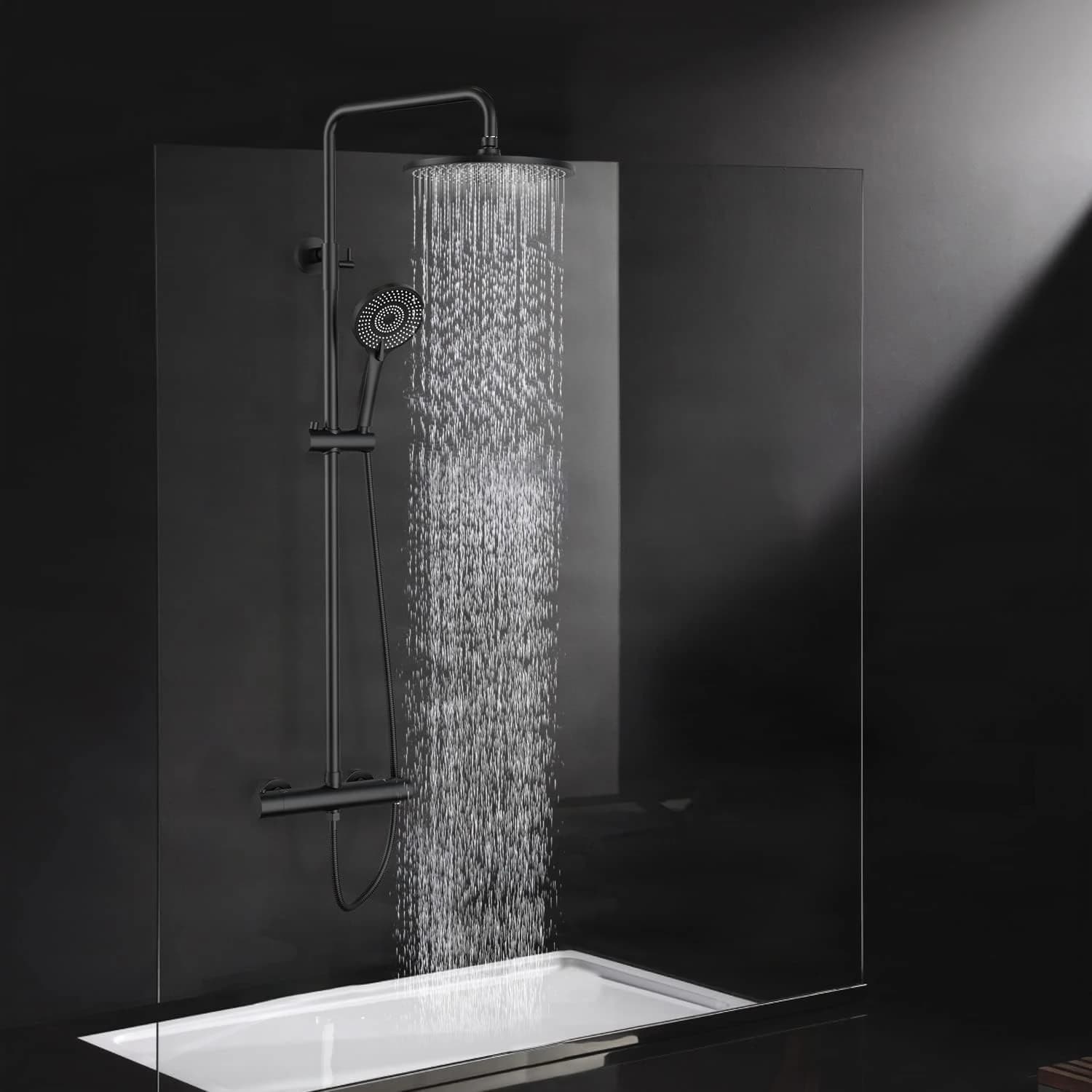 Termosztátos zuhanyrendszer ELITE EDITION BSE1603, 25 cm-es esőztető zuhanyfejjel, több színben, köztük króm és matt fekete kivitelben