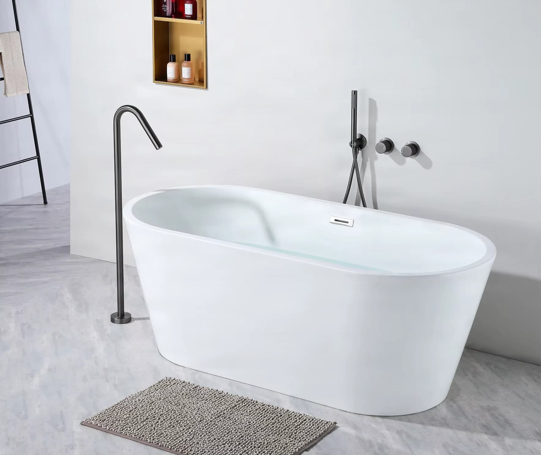 2 Way Freestanding Bathtub Faucet Floor Mount Bathtub Faucet Gun Gray Max Flow Rate Concealed Bathtub Faucet